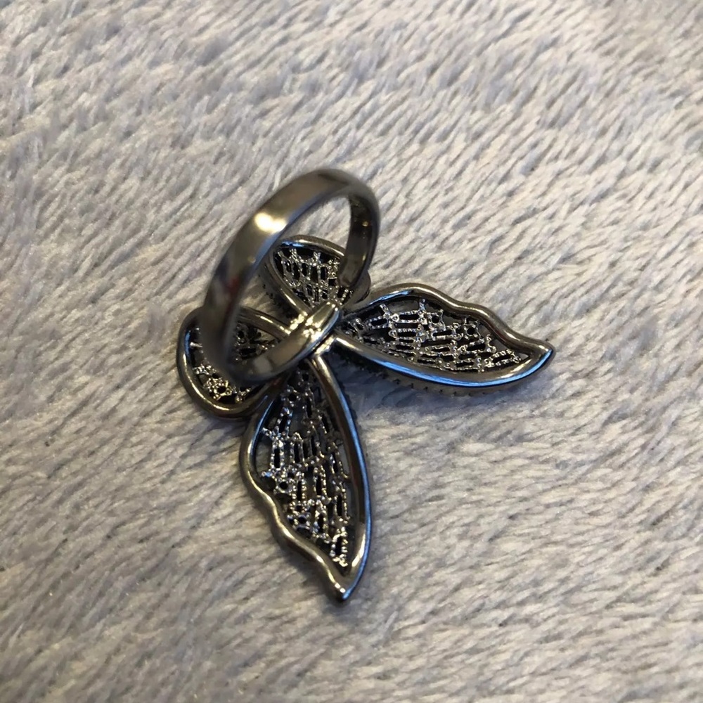 Butterfly ring cubic zirconia 3D large black jewelry stone - Picture 11 of 11